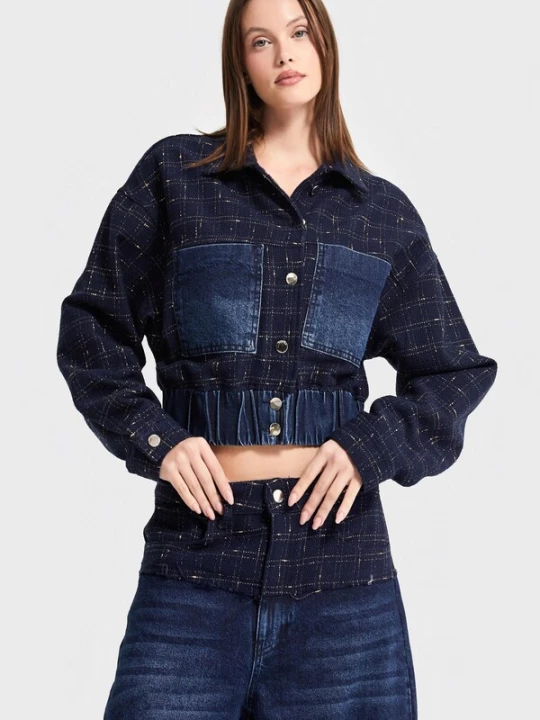 Foto van product IT'S BASIC Tussenjas 'Bomber Denim Jacket' blauw denim
