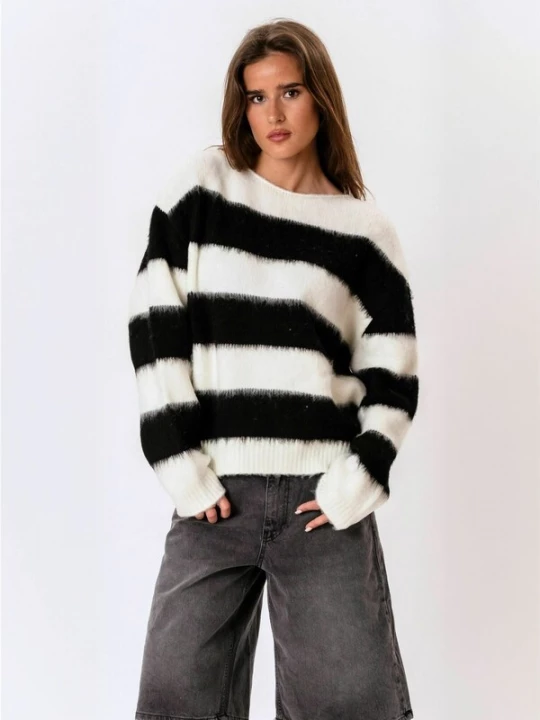 Foto van product ITS MAY Trui ' Striped ' zwart