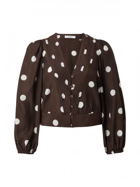 Foto van product IVY OAK Blouse 'ENRICA LANE' chocoladebruin / wit IVY & OAK