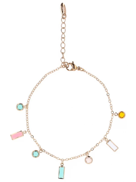 Foto van product IZIA Armband aqua / goud / oranje / rosé