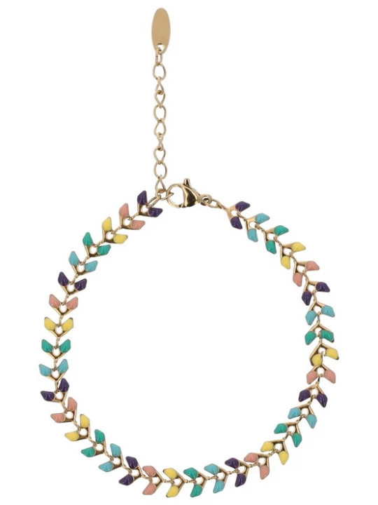 Foto van product IZIA Armband blauw / lichtgeel / goud / lila