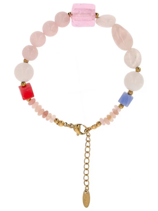 Foto van product IZIA Armband goud / rosa / rood / natuurwit
