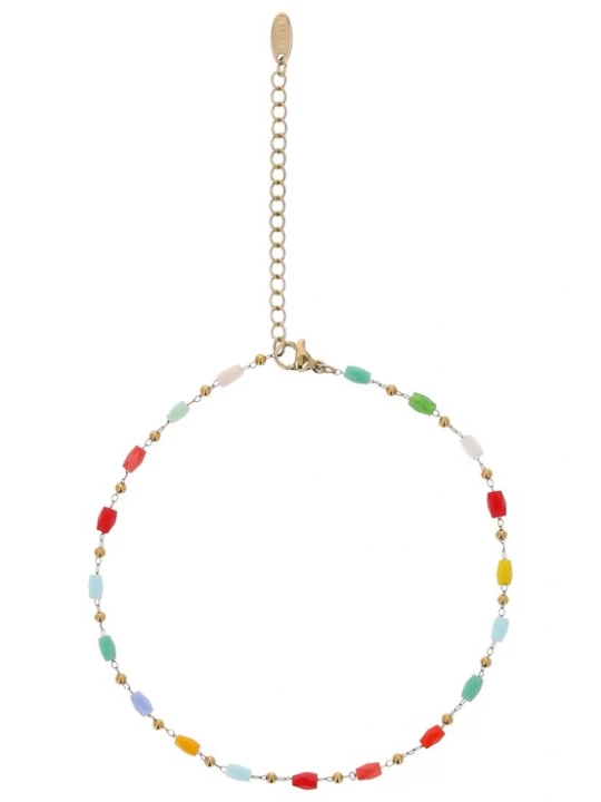 Foto van product IZIA Armband pastelblauw / geel / goud / lichtroze