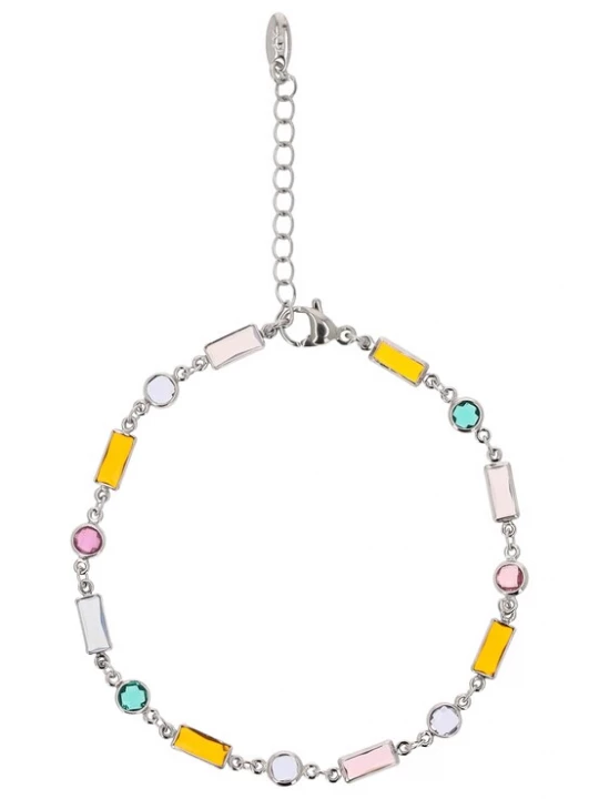 Foto van product IZIA Armband pastelblauw / geel / zilver