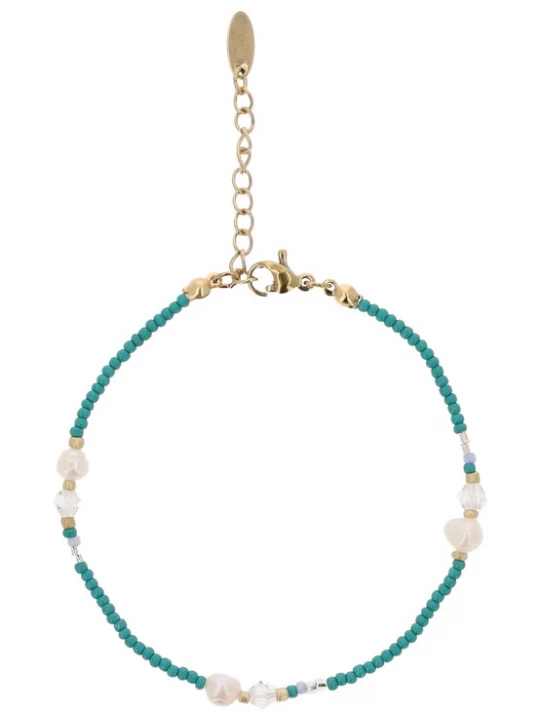 Foto van product IZIA Armband turquoise / goud / wit