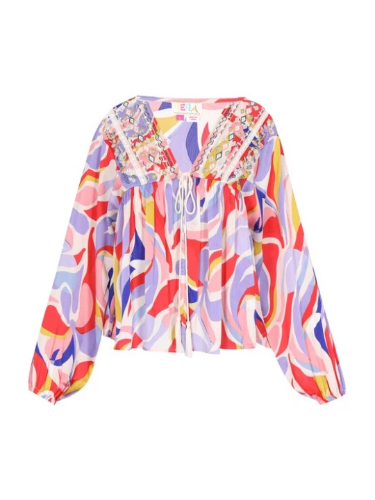 Foto van product IZIA Blouse 'Fashion Look' lichtlila / rosa / rood / wit