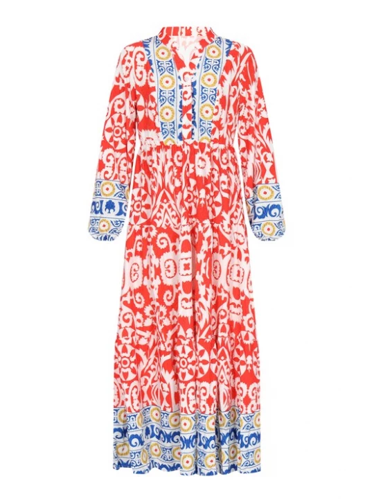 Foto van product IZIA Blousejurk blauw / geel / oranje / wit