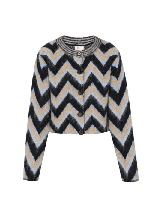 Foto van product IZIA Gebreid vest beige / pastelblauw / zwart