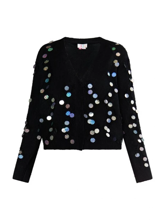 Foto van product IZIA Gebreid vest blauw / groen / zwart / zilver