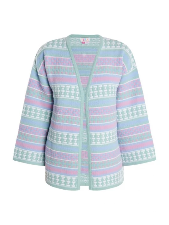 Foto van product IZIA Gebreid vest blauw / mintgroen / pink / wit
