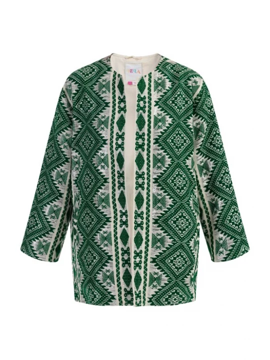 Foto van product IZIA Gebreid vest crème / groen