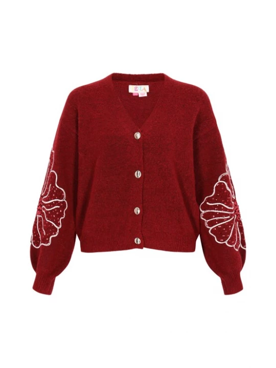 Foto van product IZIA Gebreid vest donkerrood