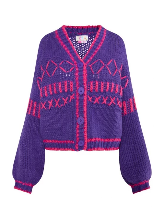 Foto van product IZIA Gebreid vest 'Eyota' donkerlila / magenta