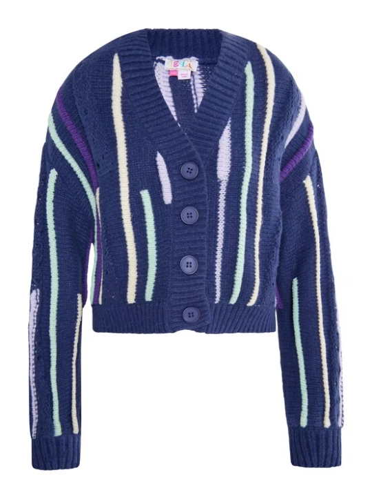 Foto van product IZIA Gebreid vest 'Eyota' enziaan / pastelblauw / pasteelgeel / mintgroen