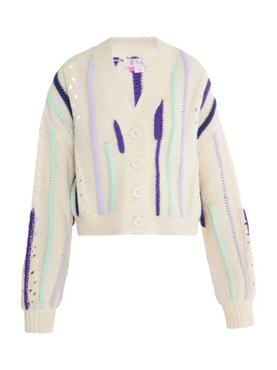 Foto van product IZIA Gebreid vest 'Eyota' mintgroen / lila / donkerlila / offwhite