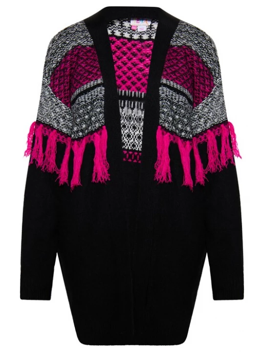 Foto van product IZIA Gebreid vest 'Eyota' pink / zwart / wit