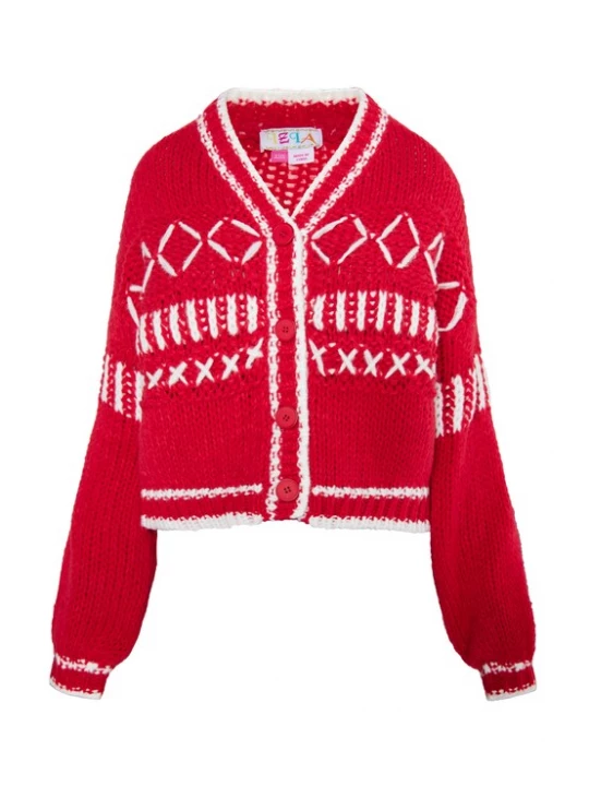 Foto van product IZIA Gebreid vest 'Eyota' rood / wit