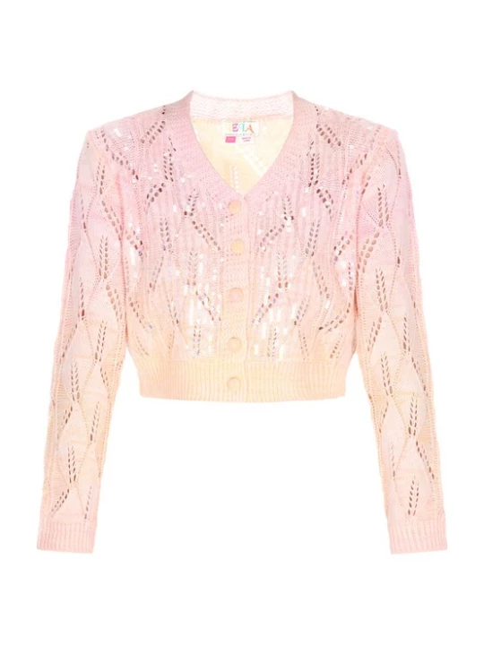 Foto van product IZIA Gebreid vest 'Fashion Look' pasteloranje / rosa / zilver