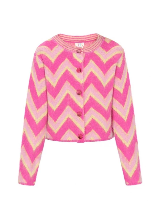 Foto van product IZIA Gebreid vest geel / pink / lichtroze