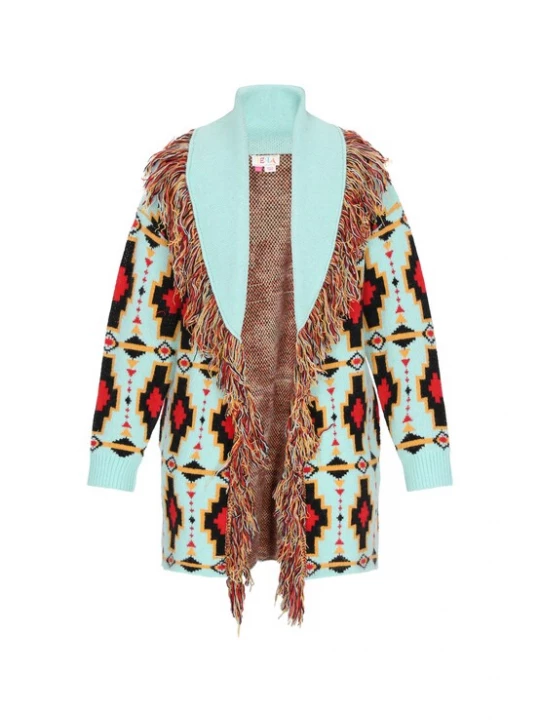 Foto van product IZIA Gebreid vest hemelsblauw / geel / rood / zwart