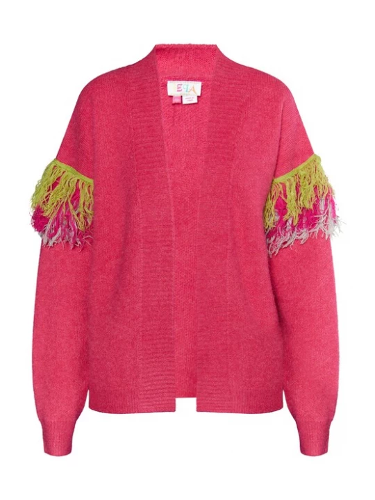 Foto van product IZIA Gebreid vest 'Hoona' lichtgrijs / limoen / magenta