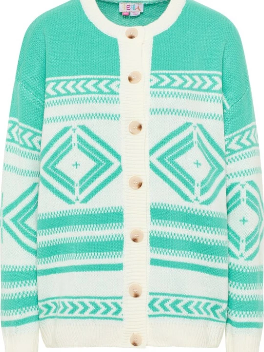 Foto van product IZIA Gebreid vest jade groen / wit
