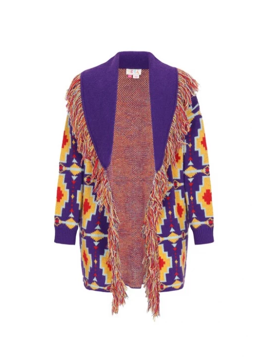 Foto van product IZIA Gebreid vest lichtblauw / geel / lila / oranjerood