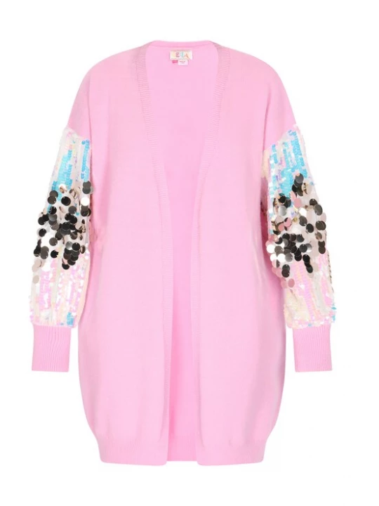 Foto van product IZIA Gebreid vest lichtblauw / rosa / oudroze / zilver
