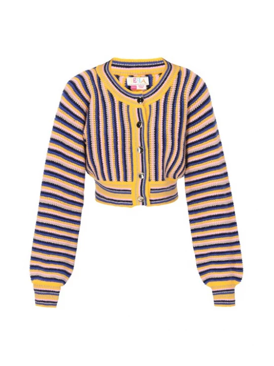 Foto van product IZIA Gebreid vest navy / geel / rosa / zilver