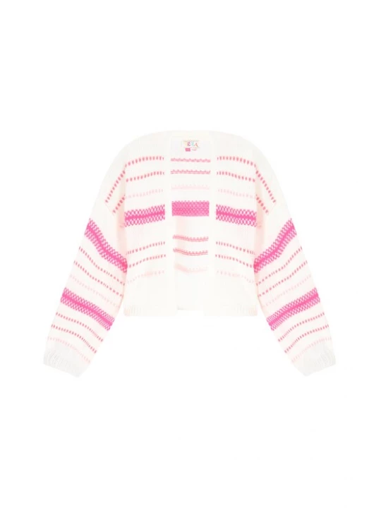 Foto van product IZIA Gebreid vest pink / offwhite