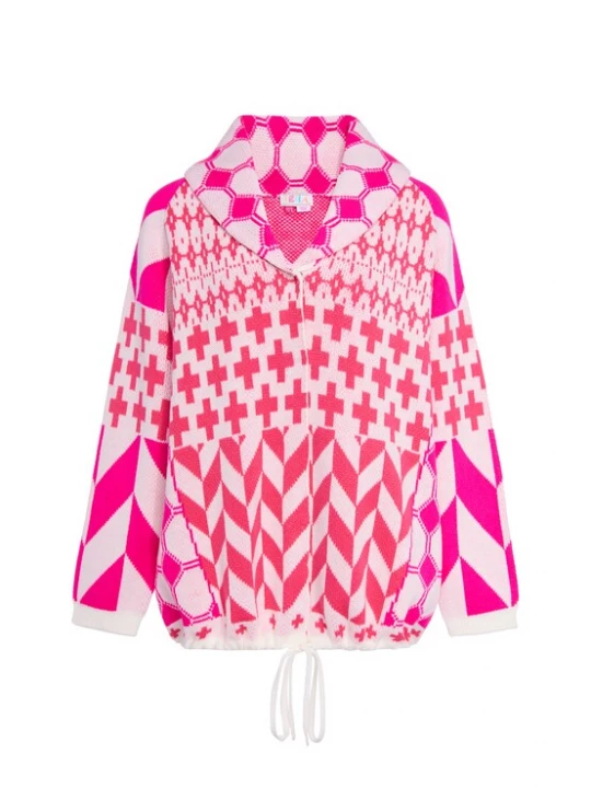 Foto van product IZIA Gebreid vest pink / wit