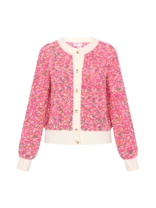 Foto van product IZIA Gebreid vest roze gemêleerd / wolwit