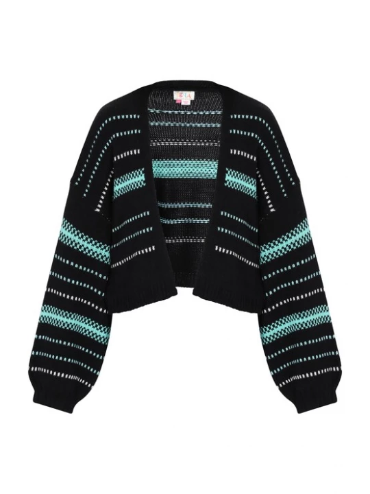 Foto van product IZIA Gebreid vest turquoise / zwart / wit