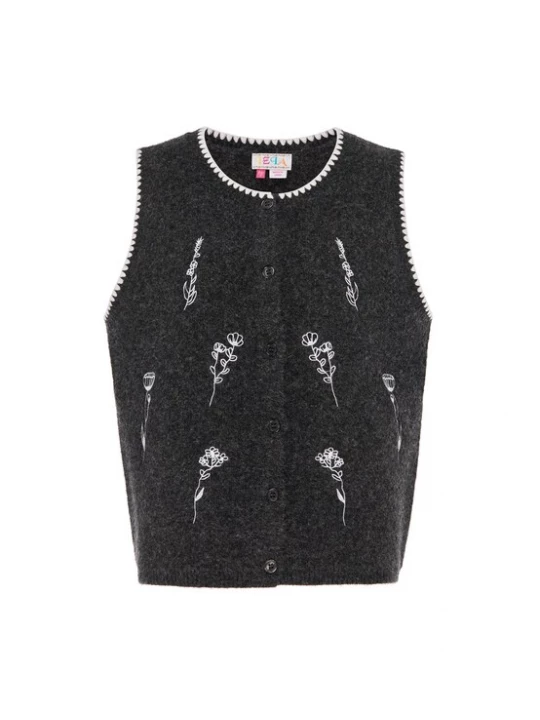 Foto van product IZIA Gebreide bodywarmer donkergrijs / wit