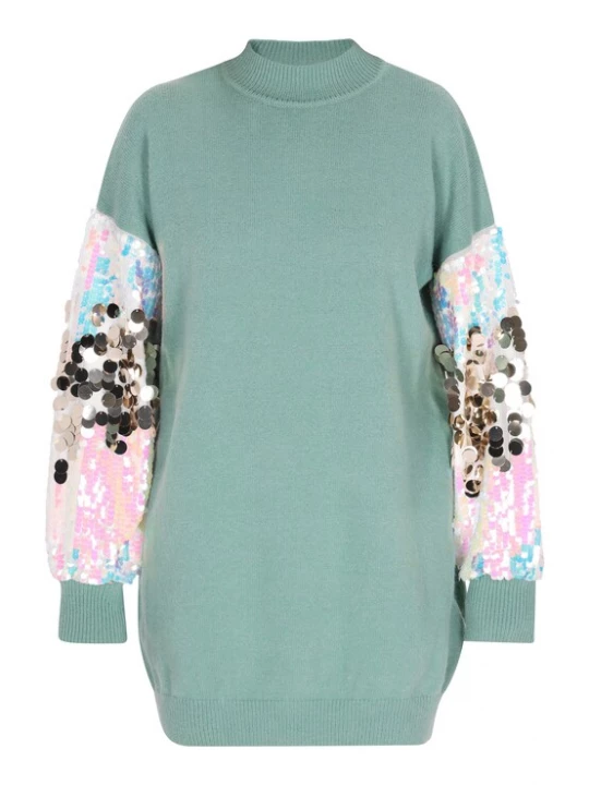 Foto van product IZIA Gebreide jurk blauw / cyaan blauw / oudroze / zilver