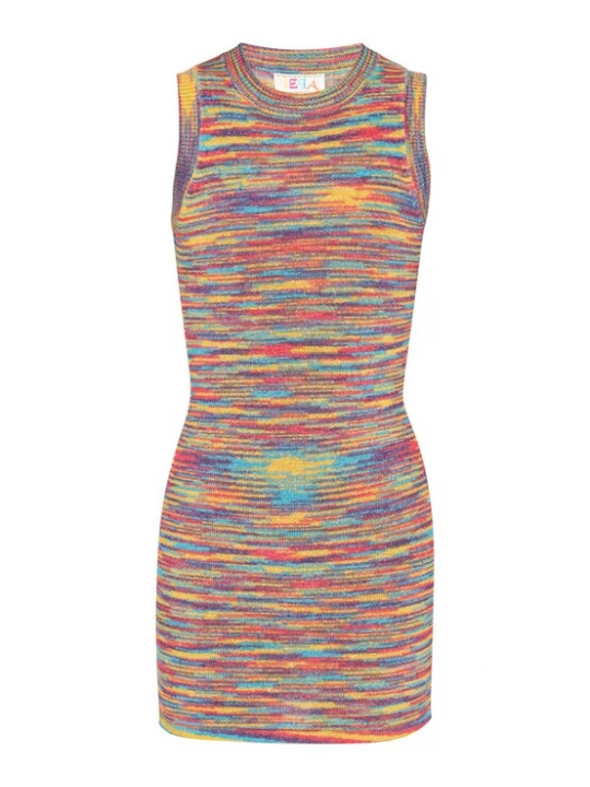 Foto van product IZIA Gebreide jurk 'Boho' aqua / goudgeel / lila / kersrood