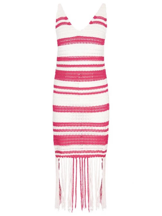 Foto van product IZIA Gebreide jurk 'Fashion Look' donkerroze / wit