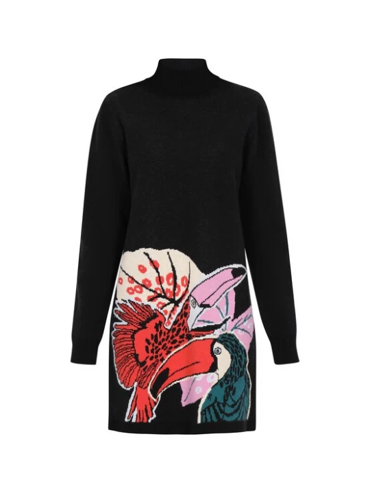 Foto van product IZIA Gebreide jurk gemengde kleuren / zwart