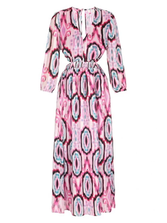 Foto van product IZIA Jurk 'Boho' azuur / orchidee / zwart / wit