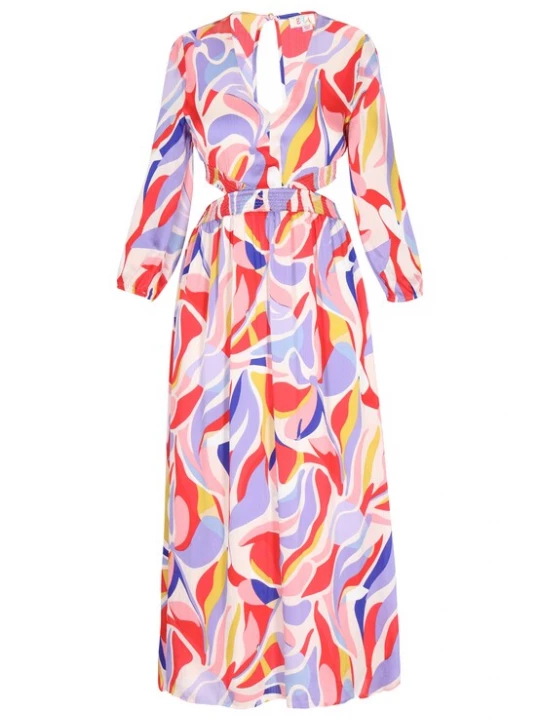 Foto van product IZIA Jurk 'Fashion Look' duifblauw / rosa / rood / wit