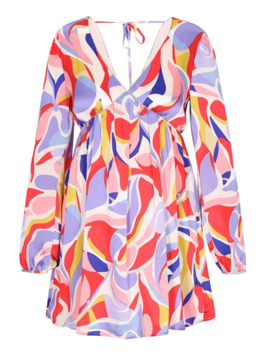 Foto van product IZIA Jurk 'Fashion Look' geel / lichtlila / rood / wit