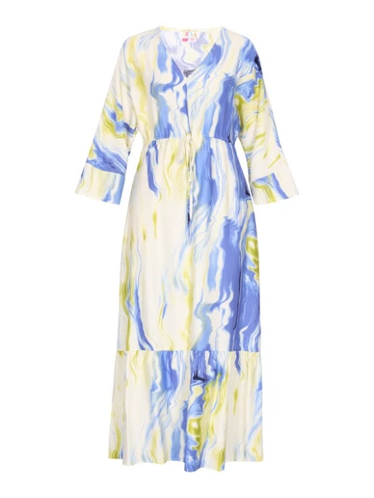 Foto van product IZIA Jurk 'Festival' blauw / donkerblauw / geel / wit
