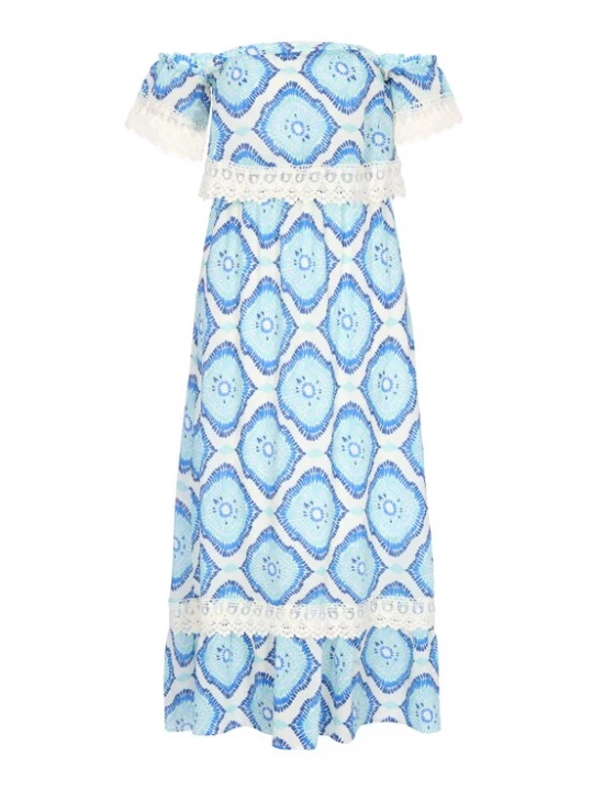 Foto van product IZIA Jurk 'Festival' blauw / navy / lichtblauw / wit