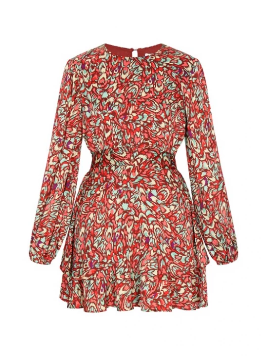 Foto van product IZIA Jurk lichtbeige / mintgroen / karmijnrood / pastelrood