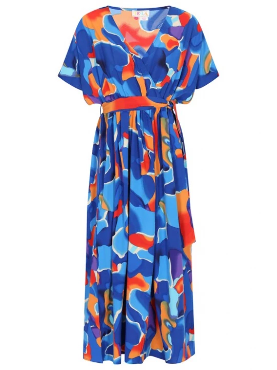 Foto van product IZIA Jurk lichtblauw / donkerblauw / oranje / rood