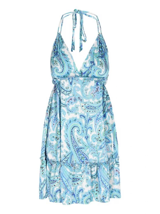 Foto van product ebeeza Jurk 'Spring Summer' aqua / donkerblauw / rosa / wit