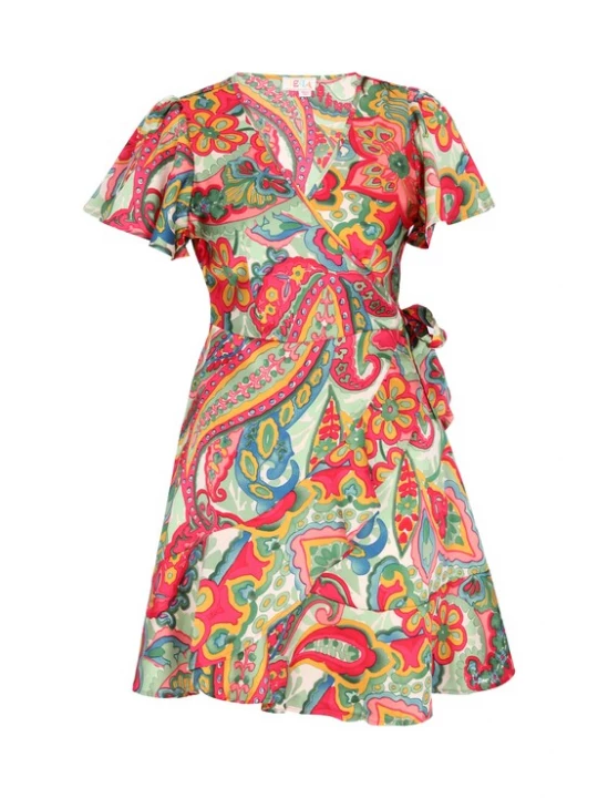 Foto van product IZIA Jurk pastelgroen / lichtgroen / oranje / rood
