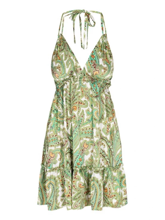 Foto van product IZIA Jurk 'Spring Summer' turquoise / groen / lichtoranje / wolwit
