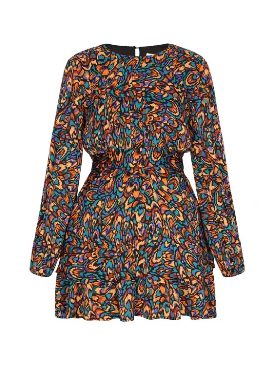 Foto van product IZIA Jurk turquoise / violetblauw / oranje / zwart