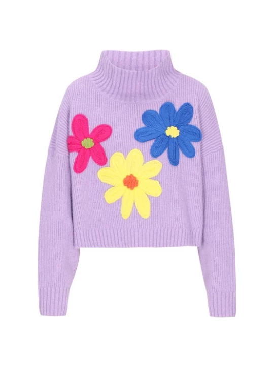 Foto van product IZIA Oversized trui 'Fashion Look' blauw / geel / lichtlila / pink